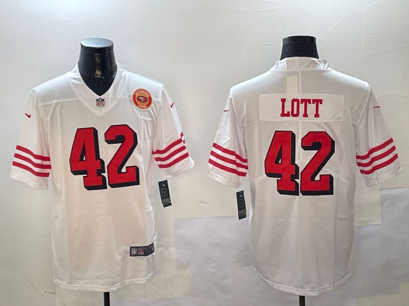 Men San Francisco 49ers #42 Lott White Throwback 2024 Nike Limited NFL Jersey style 01045